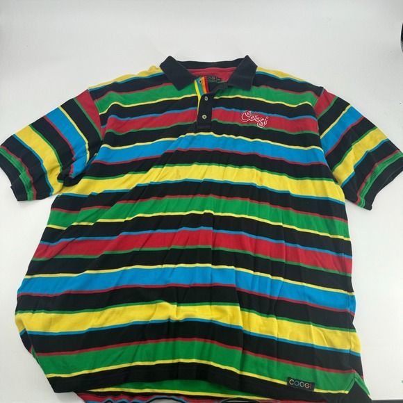 COOGI Striped Knit Polo Shirt Mens 4XL Multicolor Short Sleeve VTG - Picture 1 of 3